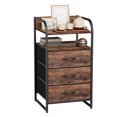 thumbnail image 1 of GIKPAL Modern Nightstand, Fabric End Side Table with 3 Drawers, Night Stand for Bedroom Living Room, Rustic Brown, 1 of 6