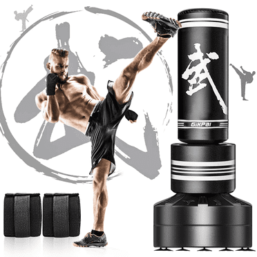 GIKPAL Freestanding Punching Bag 67''-180lbs with Stand Kickboxing Bag with 2 Hand Warps for Adult Youth，Black