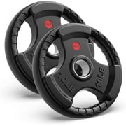 GIKPAL Olympic Rubber Grip Weight Plates, Barbell Weight Plates Set for Home Gym, 2-inch Hole & Solid Cast Iron Core, Strength Training Plates for Weightlifting (10lb-45lb)