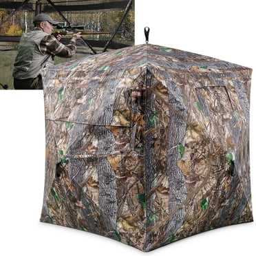 GIKPAL Portable 2-3 Person 270 Degree See Through Hunting Blind Pop-Up Ground Blind with Tie-downs & Carrying Bag for Deer, Duck and Turkey Hunting