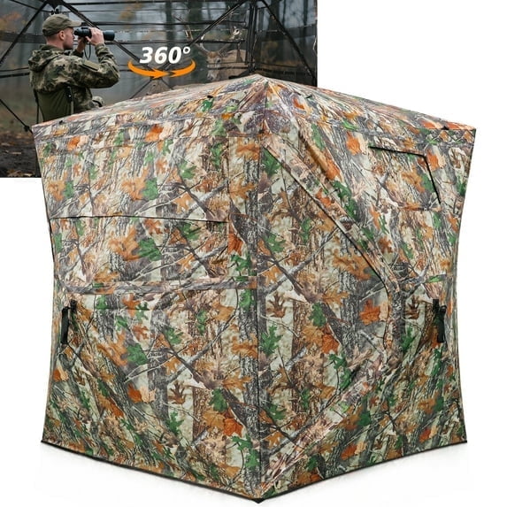 GIKPAL Portable 360-Degree See Through Hunting Blind for 2-3