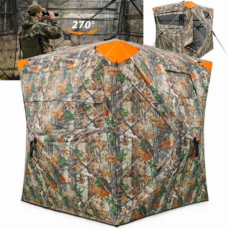 GIKPAL Portable 4 Person 270 Degree See Through Hunting Blind Pop