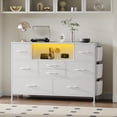 thumbnail image 1 of GIKPAL Dresser with LED Lights for Bedroom, TV Stand White 8 Drawer Dresser, Chest of Drawers with Charging Station & Side Pockets, Fabric Storage Nightstand for Living Room, Bedroom Furniture, 1 of 6