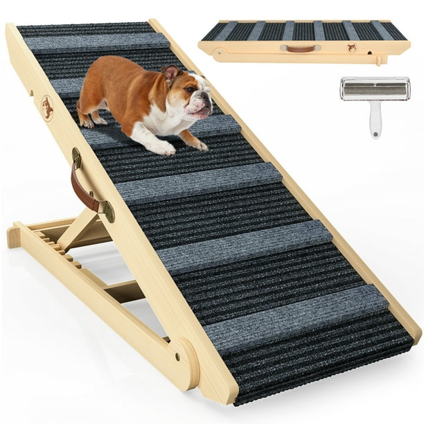 GIKPAL Adjustable Dog Ramp for Couch Bed Car Wooden Pet Ramp for Small and Large Dogs Cats Height from 10.8 to 26.6 Supports up to 200LBS