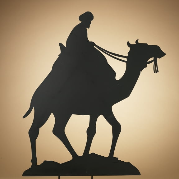 41.7in Height Majestic Metal Wise Man and Camel Silhouette Yard Stake