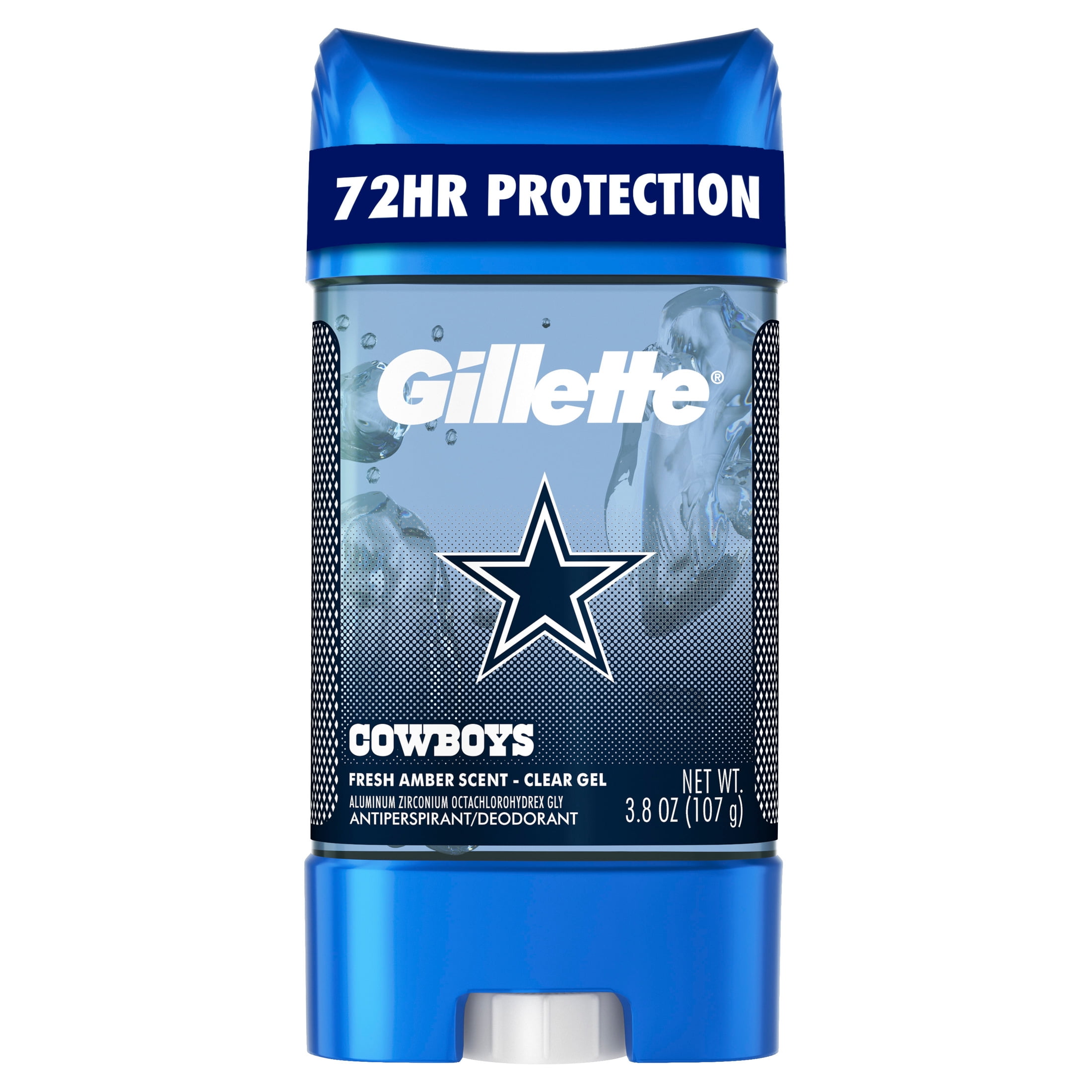 Gillette Dallas Cowboys Clear Gel Antiperspirant and Deodorant for Men Fresh Amber Scent 3.8oz