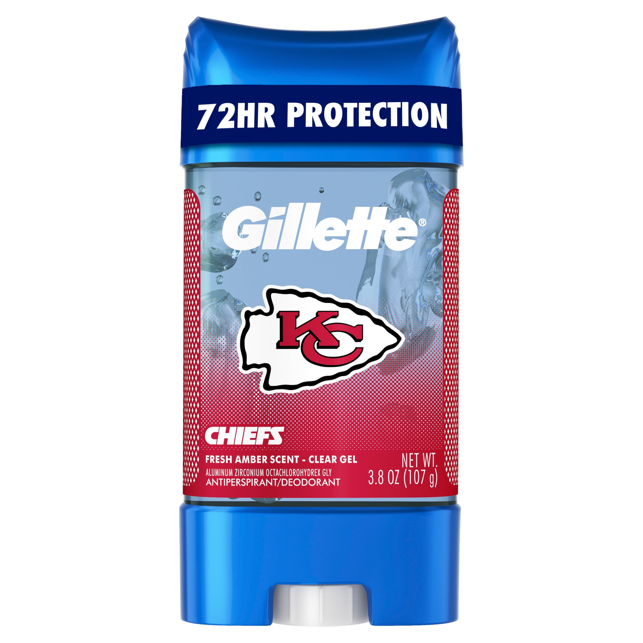 Gillette Kansas City Chiefs Clear Gel Antiperspirant and Deodorant for Men Fresh Amber Scent 3.8oz