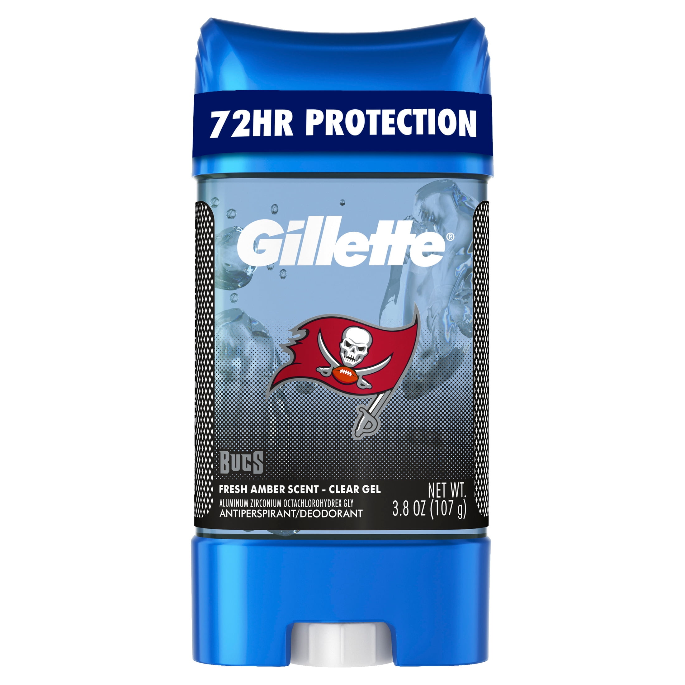 Gillette Tampa Bay Bucs Clear Gel Antiperspirant and Deodorant for Men Fresh Amber Scent 3.8oz