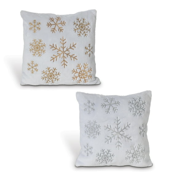 Gerson Set of 2, 16-in L Fabric Snowflake Design Pillows