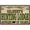 thumbnail image 1 of GILBERT'S Hunting Lodge signGift Man Cave 8x12 Metal Sign 108120085202, 1 of 1