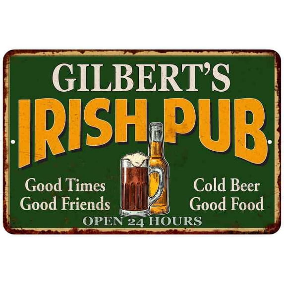 GILBERT'S Irish Pub Beer Metal Sign Bar Decor 8x12 208120013202