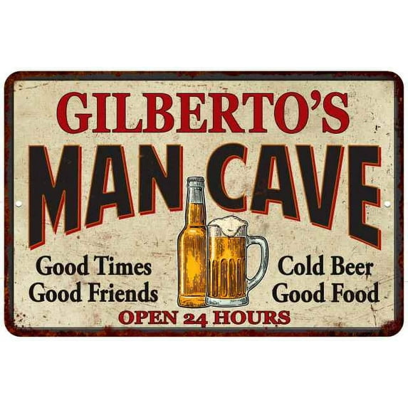 GILBERTO'S Man Cave Gift Metal Sign Wall Decor Gift 12x18 112180011428