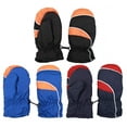 thumbnail image 1 of GILBIN'S Kids Winter Warm Thinsulate And Quilted Breathable Ski Mittens Size 4-6 (2 Tone Black Blue Navy), 1 of 2