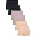 thumbnail image 1 of GILBIN'S Women Seamless Stretch Boyshort Panties Various Styles (Pack of 6) (High Waisted Black Brown Beige), 1 of 5