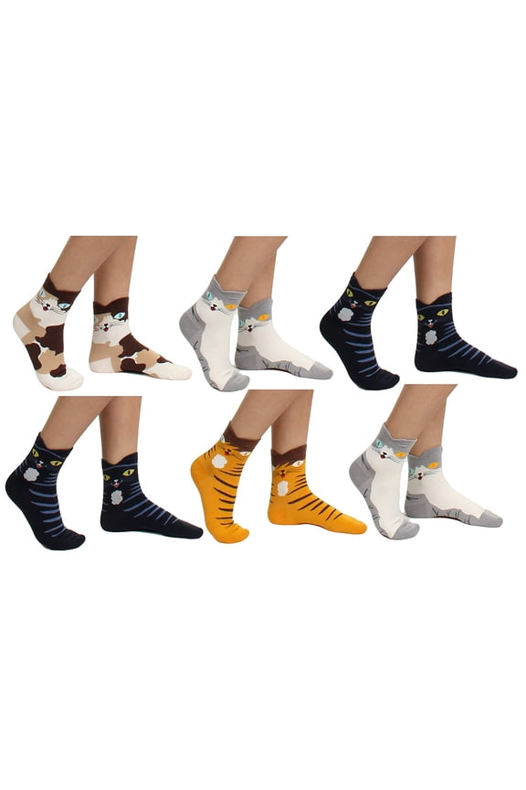 'S Women's & Girl's Cute Casual Comfortable Cotton Animal Print Novelty Socks (6 Pack)