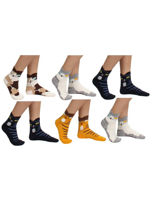 'S Women's & Girl's Cute Casual Comfortable Cotton Animal Print Novelty Socks (6 Pack)