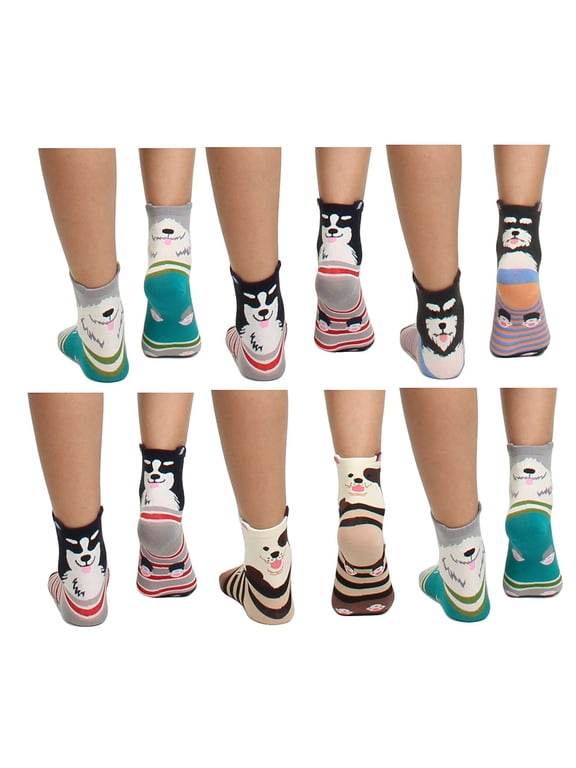'S Women's & Girl's Cute Casual Comfortable Cotton Animal Print Novelty Socks (6 Pack)