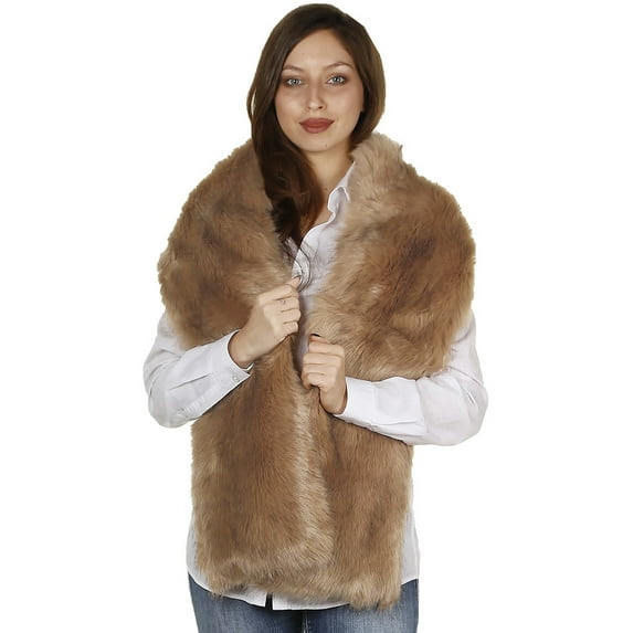 Gilbins Warm Women's Faux Fur Collar Scarf/Shawl, Stylish Plush Neck Warmer with Loop or Hand Pockets