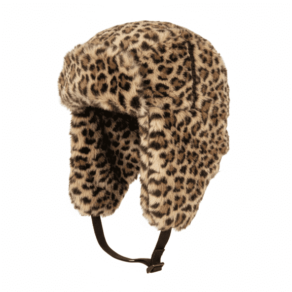 Winter Faux Fur Trapper Hat – Aviator Trooper Ski Hat with Animal Design, Warm Ear Flap Hat for Men Women Kids – Brown Cold Weather Hat
