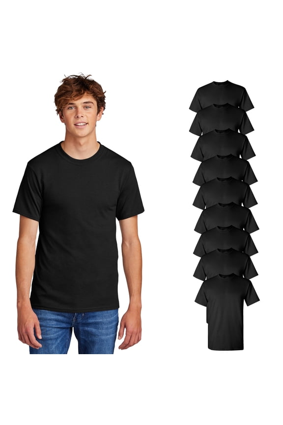 Crew Neck T-Shirt for Men - Black | Bulk Pack of 9| Short Sleeve Tee, 100% Cotton, 5.3 oz. | M Size t-shirts