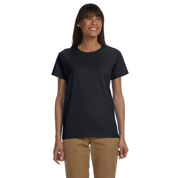 GILDAN G200L LADIES' ULTRA COTTON 6 OZ. T-SHIRT, Black, S, Pack Of 6, Tshirts for Women