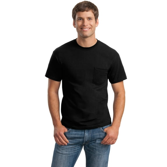 GILDAN G230 ADULT ULTRA COTTON 6 OZ. POCKET T-SHIRT, Black, XL, Pack Of 5, Mens Workout Shirts