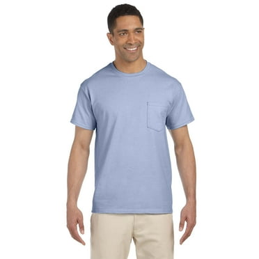 GILDAN G230 ADULT ULTRA COTTON 6 OZ. POCKET T-SHIRT, Light Blue, L