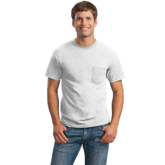 GILDAN G230 ADULT ULTRA COTTON 6 OZ. POCKET T-SHIRT, White, XL, Pack Of 3, Mens Workout Shirts