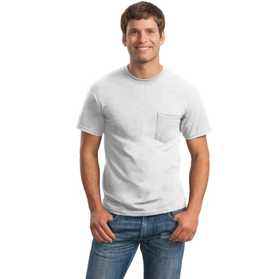 GILDAN G230 ADULT ULTRA COTTON 6 OZ. POCKET T-SHIRT, White, XL, Pack Of 5, Mens Workout Shirts