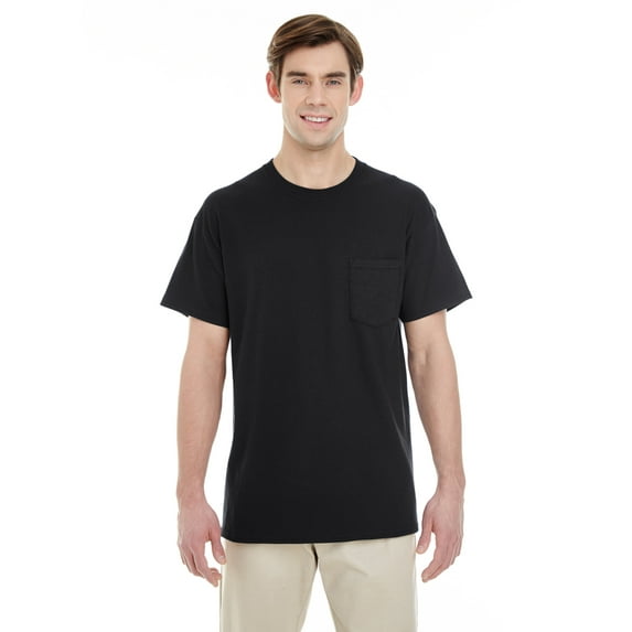 GILDAN G530 ADULT HEAVY COTTON 5.3 OZ. POCKET T-SHIRT, BLACK, L