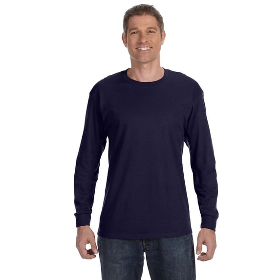 GILDAN G540 ADULT HEAVY COTTON 5.3 OZ. LONG-SLEEVE T-SHIRT, Navy, M, Pack Of 2, Mens T-Shirts