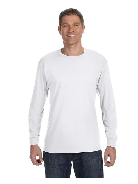 G540 ADULT HEAVY COTTON 5.3 OZ. LONG-SLEEVE T-SHIRT, White, L