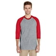 thumbnail image 1 of GILDAN G570 ADULT HEAVY COTTON 5.3 OZ. 3/4-RAGLAN SLEEVE T-SHIRT, Sport Grey/ Red, 3X, Pack Of 2, Mens T-Shirts, 1 of 1