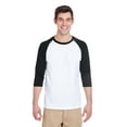 thumbnail image 1 of GILDAN G570 ADULT HEAVY COTTON 5.3 OZ. 3/4-RAGLAN SLEEVE T-SHIRT, White/ Black, 3X, 1 of 4