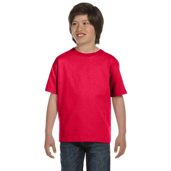 GILDAN G800B YOUTH 5.5 OZ., 50/50 T-SHIRT, XS, SPRT SCARLET RED