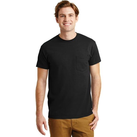GILDAN G830 ADULT 5.5 OZ., 50/50 POCKET T-SHIRT, Black, 3X, Pack Of 5, Mens T-Shirts