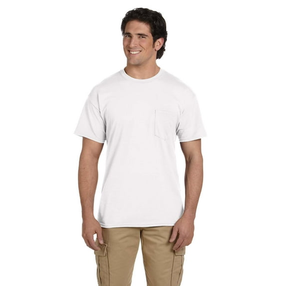 GILDAN G830 ADULT 5.5 OZ., 50/50 POCKET T-SHIRT, White, XL, Pack Of 5, Mens T-Shirts