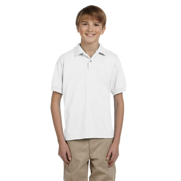 GILDAN G880B YOUTH 6 OZ., 50/50 JERSEY POLO, White, L, Pack 5, Shop all kids