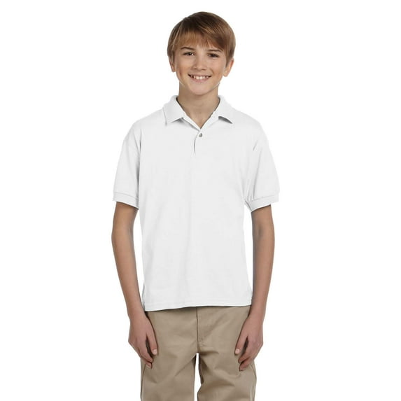 GILDAN G880B YOUTH 6 OZ., 50/50 JERSEY POLO, White, XL, Pack 5, Shop all kids