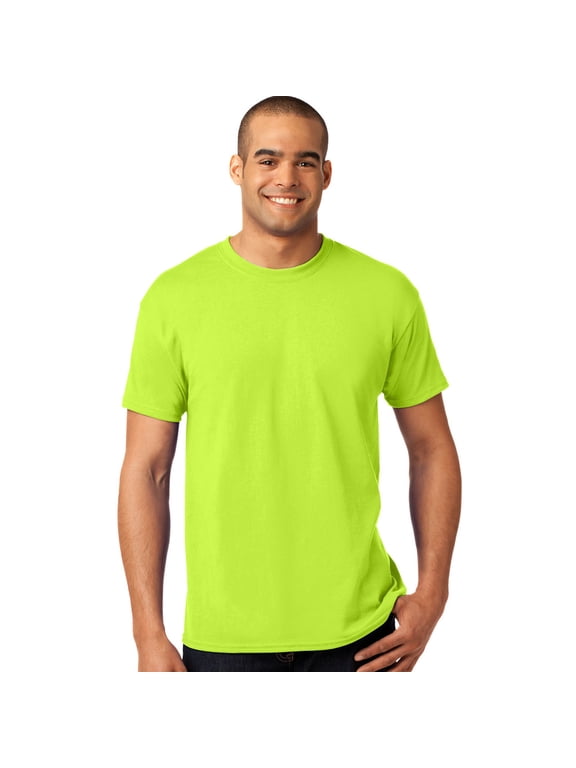 Hi Vis Work T-Shirt: Short Sleeve Crew Neck High Visibility Safety Shirts, Construction workwear Safety Green Tee 5.3 oz 1 Pack Size – L