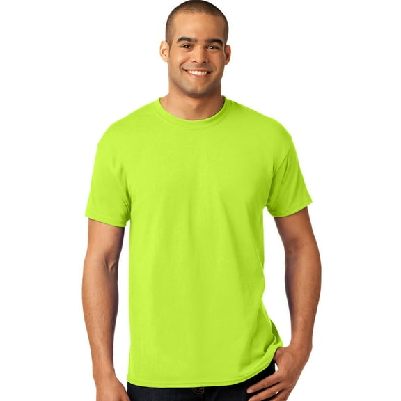 GILDAN Hi Vis Work T-Shirt: Short Sleeve Crew Neck High Visibility Safety Shirts, Construction workwear Safety Green Tee 5.3 oz 1 Pack Size – XL