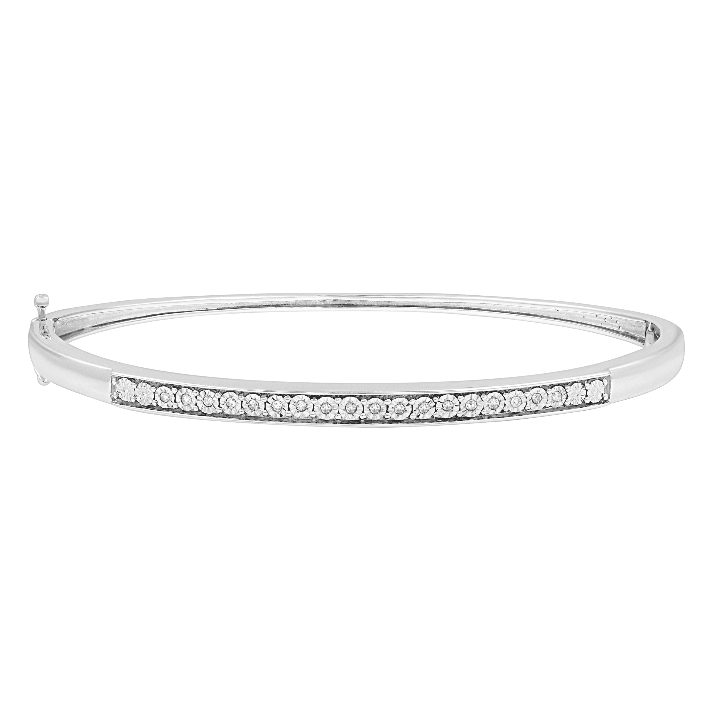 GILDED 1/10 CTtw Natural Diamond Bangle Bracelet for Women | Sterling Silver Bangle | Fine Jewelry for Her | Timeless Design | Gift Box Included