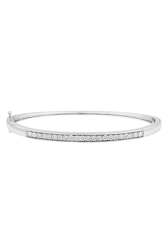 1/10 CTtw Natural Diamond Bangle Bracelet for Women | Sterling Silver Bangle | Fine Jewelry for Her | Timeless Design | Gift Box Included