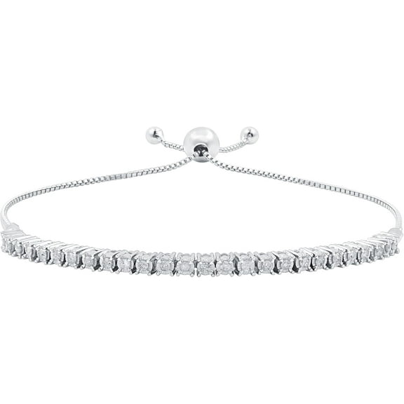 GILDED 1/2 CTtw Natural Diamond Bolo Bracelets for Women | Sterling Silver Bracelet | Fine Jewelry for Her | Timeless Design | Gift Box Included