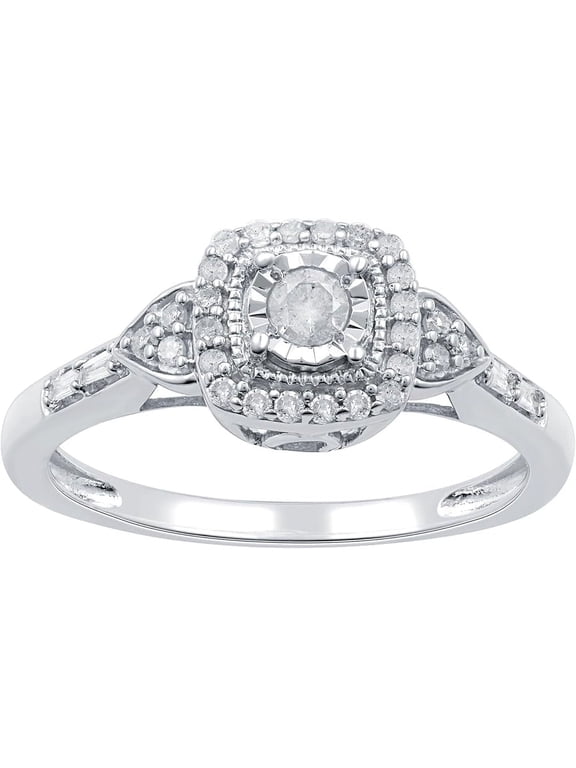 1/4 CTW Natural Diamond Heart Shaped Ring with Miracle Plating, Sterling Silver, Size 4 to 10, Elegant & Ethical Jewelry for Women, Gift Box Included, Ideal for Anniversaries & Gifts