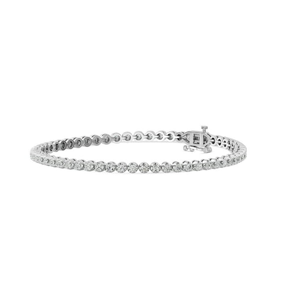 Gilded 2 Carat Round Lab Grown Diamond Tennis Bracelet for Women, 925 Sterling Silver, Hypoallergenic Fine Jewelry for Her, Gift Box Included
