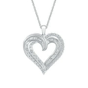 GILDED Sterling Silver Necklace with Natural Round-Cut Diamond Pendant, 18-inch White Silver Chain, 1 Carat Total Weight Diamonds, Elegant Gift Box Included