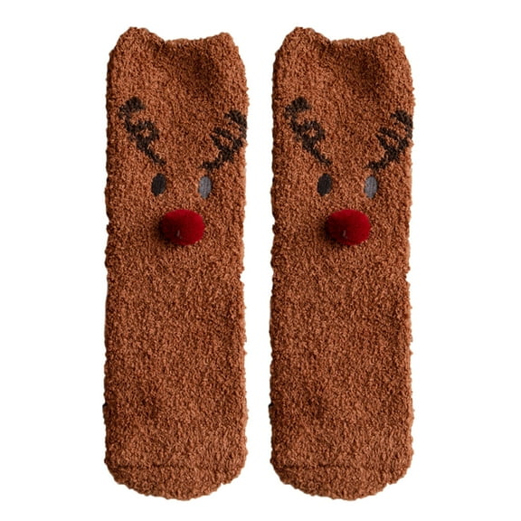 GILIGEGE 1 Pairs Womens Fuzzy Socks Cozy Winter Warm Fluffy Soft Cute Animal Fuzzy Home Slipper Socks Fleece Soft Winter Warm Slipper Sock for Women Girls Xmas Holiday Party Gifts