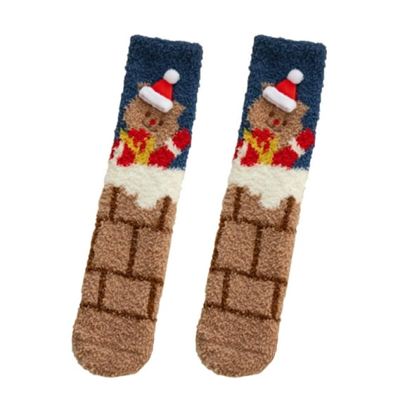 GILIGEGE 1Pairs Christmas Socks Fuzzy Christmas Socks Colorful Warm Fluffy Slipper Socks for Women Fuzzy Socks Teen Slipper Cozy Winter Fluffy Comfy And Warm Cabin Home Fleece Socks
