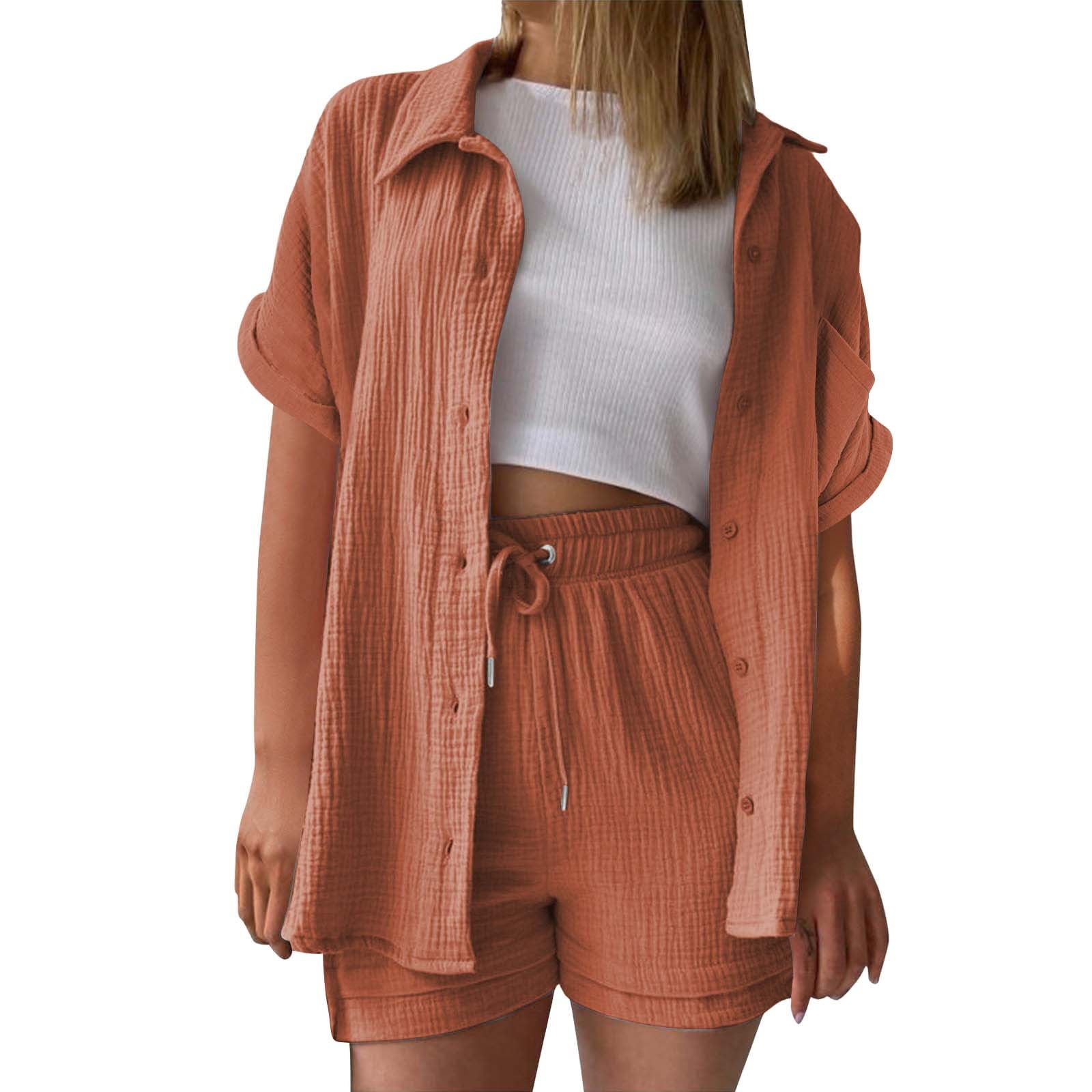 GILIGEGE 2 Piece Linen Set for Women Women's Fashionable and Casual ...